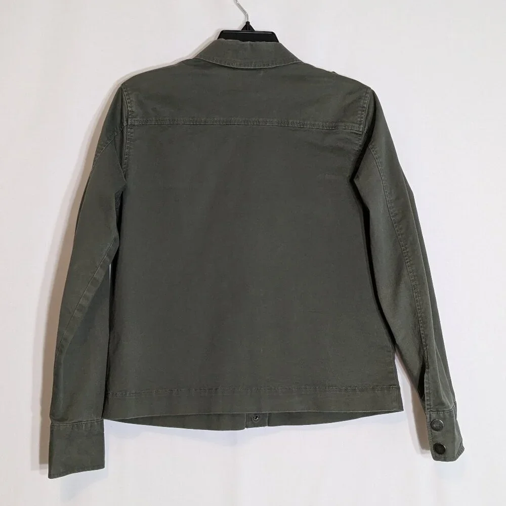 A NEW DAY Olive Army Green Casual Cotton Long Sleeve Snap Bling Jacket; Size M